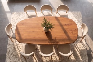 MASA DINING NOA, OVALA 240CM, REALIZATA DIN LEMN DE SALCAM, CULOARE MARO - Img 7