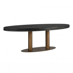 MASA DINING OVALA MACARON, 235 CM, NEGRU RUSTIC/MARO INCHIS, DIN STEJAR SI METAL, RICHMOND INTERIORS - Img 1