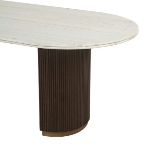 MASA DINING OVALA MAYFIELD, 210 CM, EFECT DE MARMURA ALBA/MARO, DIN MARMURA, LEMN SI METAL, RICHMOND INTERIORS - Img 2