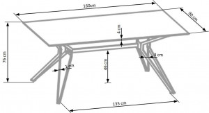 MASA DINING PASCAL, ALB/NEGRU, 160 CM, BLAT DIN MDF LACUIT SI PICIOARE DIN METAL, STIL MODERN - Img 7