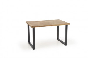 MASA DINING RADUS, STEJAR/NEGRU, 160 CM, BLAT DIN LEMN MASIV SI PICIOARE DIN METAL, STIL VINTAGE - Img 2