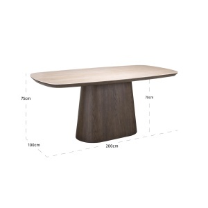 MASA DINING RITZ 200cm, REALIZATA DIN MDF, CERAMICA TRAVERTIN SI FURNIR DE STEJAR, CULOARE MARO/BEJ, STIL MODERN, RICHMOND - Img 5