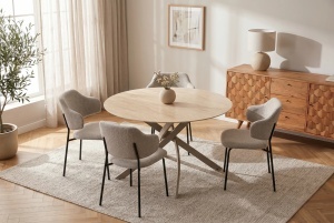 MASA DINING ROTUNDA, ALPINE 120CM, REALIZAT DIN CERAMICA SI METAL, CULOARE GRI SAMPANIE, INVICTA INTERIOR - Img 6