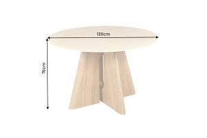 MASA DINING ROTUNDA ORGANIKO 120CM, REALIZATA DIN MATERIAL LEMNOS, FURNIR SI BLAT CERAMIC, CULOARE MARMURA BEJ/STEJAR, INVICTA INTERIOR - Img 4