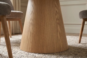 MASA DINING ROTUNDA UNIQUE 120CM, REALIZATA DIN MATERIAL LEMNOS, FURNIR SI BLAT CERAMIC, CULOARE MARMURA BEJ/STEJAR, INVICTA INTERIOR - Img 4