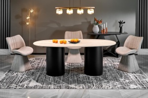 MASA DINING STIL JULIUS, 200/100/77 cm, CONFECTIONATA DIN PIATRA SINTETIZATA SI METAL, STIL MODERN