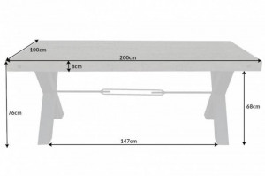 MASA DINING, THOR 200CM, COD 40442, METAL SI LEMN PIN GRI, DESIGN INDUSTRIAL - Img 7