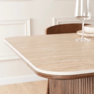 MASA DREPTUNGHIULARA 180CM, ARTIM MEBLE, REALIZATA DIN MDF SI CERAMICA, CULOARE TRAVERTIN/NUC, STIL MODERN - Img 5