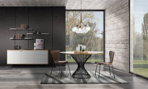 MASA ELEGANTA ROTUNDA 137CM, CLEW, COD 4171, STIL MODERN, REALIZATA DIN METAL SI MDF - Img 6