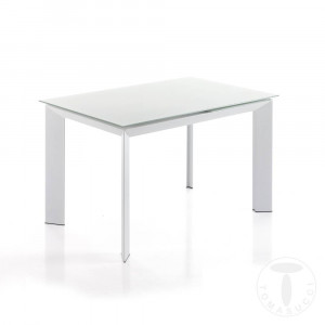 MASA EXTENSIBILA 120/170CM, BLADE 120 ALB, COD 2439, STIL MODERN, REALIZATA DIN METAL SI STICLA