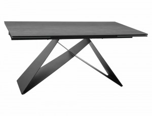MASA EXTENSIBILA, 160/240 CM, EFECT DE PIATRA GRI/NEGRU MAT, DIN CERAMICA, STICLA SI METAL, STIL MODERN - Img 2