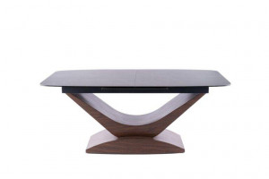 MASA EXTENSIBILA,, 180/240 CM, EFECT DE MARMURA GRI/NUC, DIN STICLA SECURIZATA, CERAMICA SI MDF, STIL MODERN - Img 5