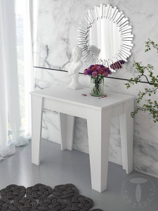 MASA EXTENSIBILA 54-306CM, CHARLIE ALBA, STIL MODERN, REALIZATA DIN PANOURI LAMINATE