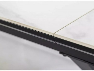 MASA EXTENSIBILA ALPINE, 160/200 CM, EFECT DE MARMURA ALBA/NEGRU MAT, DIN MDF, CERAMICA SI METAL, STIL MODERN - Img 6