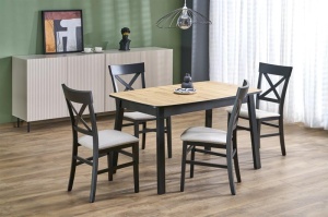 MASA EXTENSIBILA BARRIL, 130/170 CM, STEJAR ARTISAN/NEGRU, DIN MDF LAMINAT SI METAL, STIL MODERN