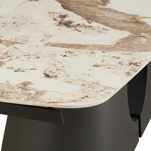 Masă extensibilă de mari dimensiuni Onice din marmură, ceramică, onix, marmură, bază metalică gri mat lucioasă, H.75 A.100 L.200/250/300 cm - Img 5