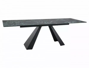 MASA EXTENSIBILA DINING, EFECT DE VERDE/NEGRU, 160/240 CM, STICLA, CERAMICA ITALIANA SI METAL, STIL MODERN - Img 2