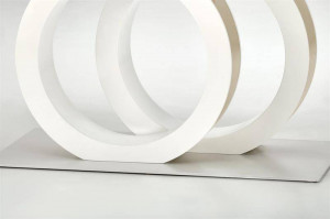 MASA EXTENSIBILA GALARDO, ALB/AURIU, 160/200 CM, DIN MDF LACUIT SI METAL, STIL MODERN - Img 4