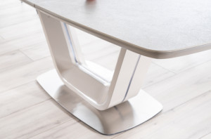 MASA EXTENSIBILA GRI DESCHIS/CROM, 160/220 CM, DIN CERAMICA, MDF SI METAL, STIL MODERN - Img 6