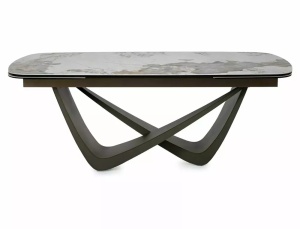 MASA EXTENSIBILA, MARANELLO 200/290CM, ALB LUCIOS/CUPRU, BLAT DIN STICLA, CERAMICA SI METAL, STIL MODERN - Img 2