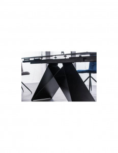 MASA EXTENSIBILA, NEGRU MAT, 160/240 CM, BLAT DIN STICLA SECURIZATA SI PICIOARE DIN METAL, STIL MODERN - Img 5