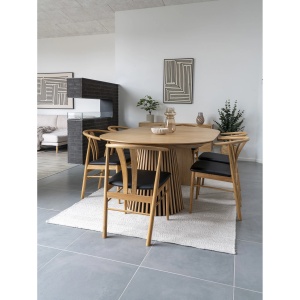 MASA EXTENSIBILA ROTUNDA OSAKA ø120x120-160-200x75cm, REALIZATA DIN MDF, FURNIR, CULOARE STEJAR, HOUSE NORDIC - Img 8