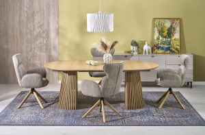 MASA EXTENSIBILA STIL FARGO, 120/210 CM, NATURAL, DIN MDF SI FURNIR NATURAL, STIL MODERN - Img 2