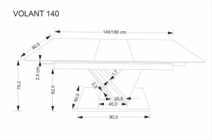 MASA EXTENSIBILA VOLANT, 140-180/90/76 cm, EFECT DE MARMURA NEAGRA/STEJAR AURIU//NEGRU, DIN MARMURA, MDF LAMINAT SI METAL, STIL MODERN - Img 4