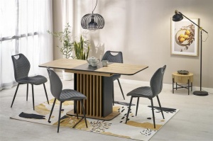MASA EXTENSIBILA WILSON, 120/158 CM, STEJAR ARTISAN/NEGRU, DIN PAL LAMINAT, STIL MODERN - Img 3