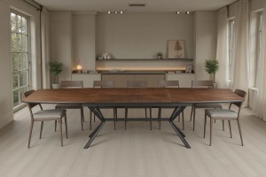MASA EXTESIBILA DE MARI DIMENSIUNI, GRANDEZZA 180- 270CM, FURNIR LEMN DE NUC SI METAL, ASPECT NUC, ARTIM GROUP SELECTION - Img 6