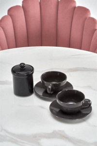 MASA LIVING AMBROSIO, CU EFECT DE MARMURA ALB/NEGRU, 90 CM, BLAT DIN STICLA SI PICIOR DIN METAL, STIL MODERN - Img 8