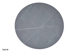 MASA LIVING/DINING TALIA, 90 CM, EFECT DE MARMURA GRI MAT/NEGRU, BLAT DIN CERAMICA SI PICIOARE DIN METAL, STIL MODERN - Img 3
