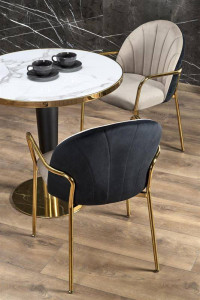 MASA LIVING MORATA, CU EFECT DE MARMURA ALBA/NEGRU/AURIU, 79 CM, BLAT DIN MDF SI PICIOR DIN METAL, STIL MODERN - Img 3