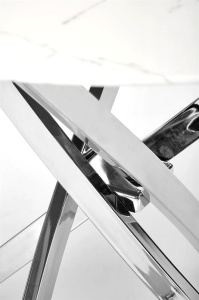 MASA LIVING RAYMOND 3, EFECT DE MARMURA ALBA/CROM, 100 CM, BLAT DIN STICLA SI PICIOARE DIN METAL, STIL MODERN - Img 4
