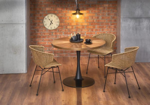 MASA LIVING STIL CARMELO, NUC/NEGRU, 100 CM, BLAT DIN MDF SI PICIOR DIN METAL, STIL CLASIC - Img 3