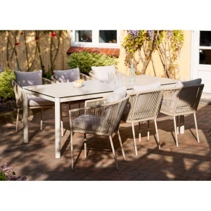 MASA PENTRU TERASA ALCUDIA 200CM, REALIZATA DIN ALUMINIU SI PIATRA SINTERIZATA, CULOARE NISIPIU, HOUSE NORDIC - Img 2