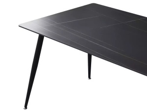 MASA RION 130X70 CU BLAT DIN CERAMICA CU EFECT DE MARMURA SI PICIOARE DIN METAL, NEGRA, STIL MODERN - Img 4