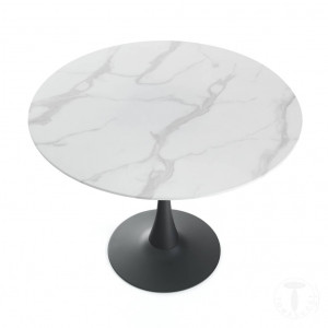 MASA ROTUNDA ELEGANTA 90CM, TOKIO, COD 3950, STIL MODERN, REALIZATA DIN LEMN MASIV SI STICLA - Img 2