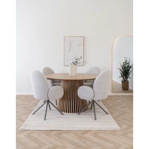 MASA ROTUNDA OSAKA ø140x75 cm, REALIZATA DIN FURNIR SI MDF, CULOARE NATUR, HOUSE NORDIC - Img 2