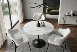 MASA ROTUNDA PENTRU LIVING LYON 80CM, DIN METAL SI CERAMICA, CULOARE ALB/NEGRU, INVICTA INTERIOR - Img 4