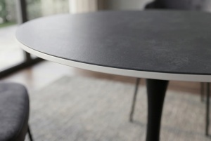 MASA ROTUNDA PENTRU LIVING LYON 80CM, DIN METAL SI CERAMICA, CULOARE GRI/NEGRU, INVICTA INTERIOR - Img 2