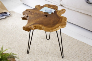 MASUTA DE CAFEA 50CM, WILD, COD 38243, DIN LEMN MASIV DE TEC DESIGN RUSTIC - Img 1