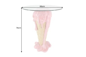 MASUTA DE CAFEA 75CM, ICE CREAM, REALIZAT DIN POLIRASINA SI STICLA, CULOARE ROZ/BEJ, REALIZAT MANUAL, ARTIM GROUP SELECTION - Img 2