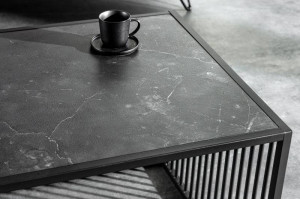 MASUTA DE CAFEA, ARCHITECTURE 100CM, ASPECT MARMURA, NEAGRA - Img 2