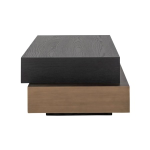 MASUTA DE CAFEA CAMBON 211172, CONFECTIONATA DIN LEMN MASIV DE STEJAR, FURNIIR SI MDF, CULOAREA NEGRU/AURIU/MARO, STIL MODERN - Img 3