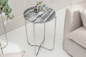MASUTA DE CAFEA, COD 40369, GRI CU EFECT DE MARMURA/CROM, 38CM, BLAT DIN MARMURA SI CADRU DIN METAL - Img 1