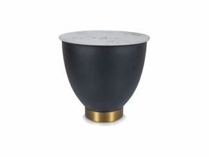 MASUTA DE CAFEA CYPRUS B, 48 CM, EFECT DE MARMURA ALBA/NEGRU/AURIU, BLAT DIN CERAMICA SI CADRU DIN METAL, STIL MODERN