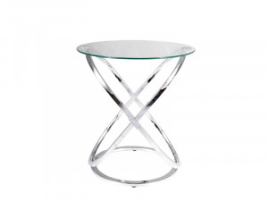 MASUTA DE CAFEA EOS C, 52 CM, TRANSPARENT/CROM, BLAT DIN STICLA SECURIZATA SI CADRU DIN METAL, STIL MODERN