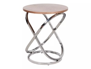 MASUTA DE CAFEA EOS E, 45 CM, NUC/CROM, BLAT DIN MDF, FURNIR NATURAL SI CADRU DIN METAL, STIL MODERN - Img 3