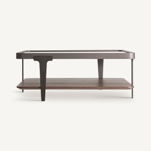 MASUTA DE CAFEA GEHOFEN 100CM, LEMN DE FRASIN, METAL SI STICLA SECURIZATA, STIL CONTEMPORAN, VICAL HOME - Img 2